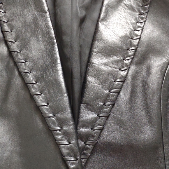 Cache black leather jacket one button blazer - Picture 10 of 12